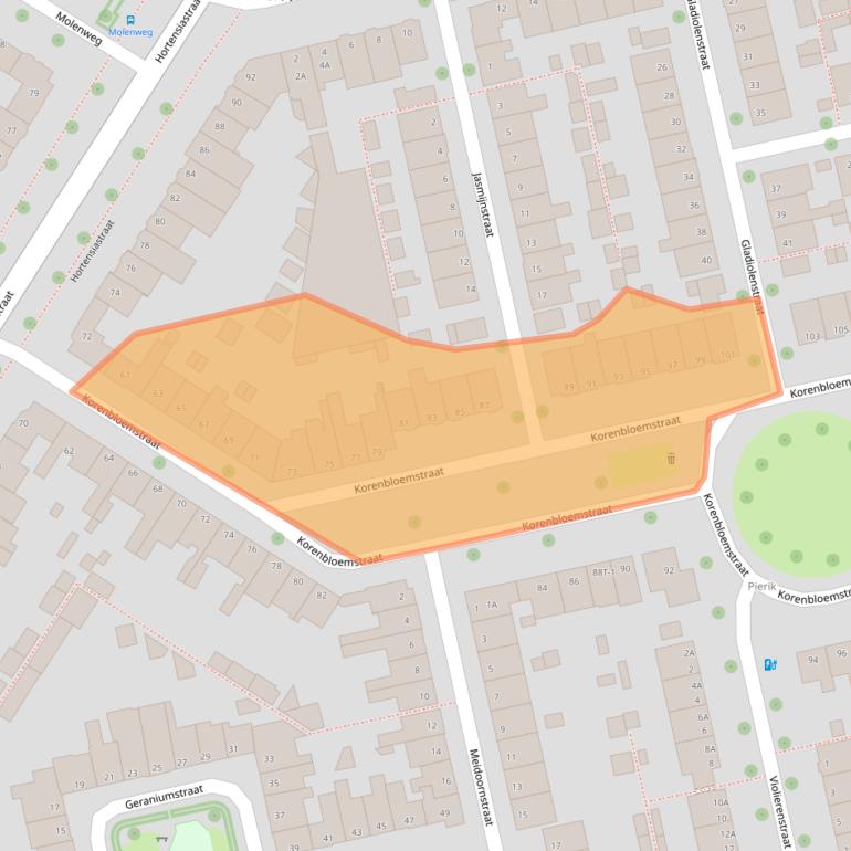 Kaart van postcodegebied 8013XN.