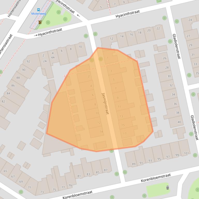 Kaart van postcodegebied 8013XV.