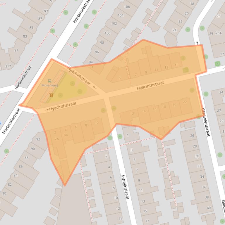 Kaart van postcodegebied 8013XW.