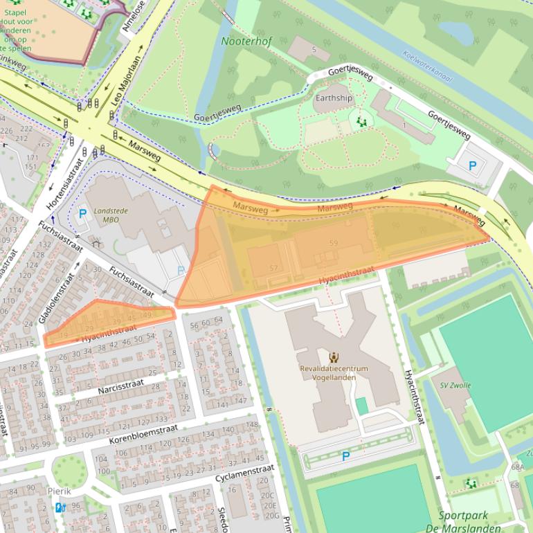 Kaart van postcodegebied 8013XX.