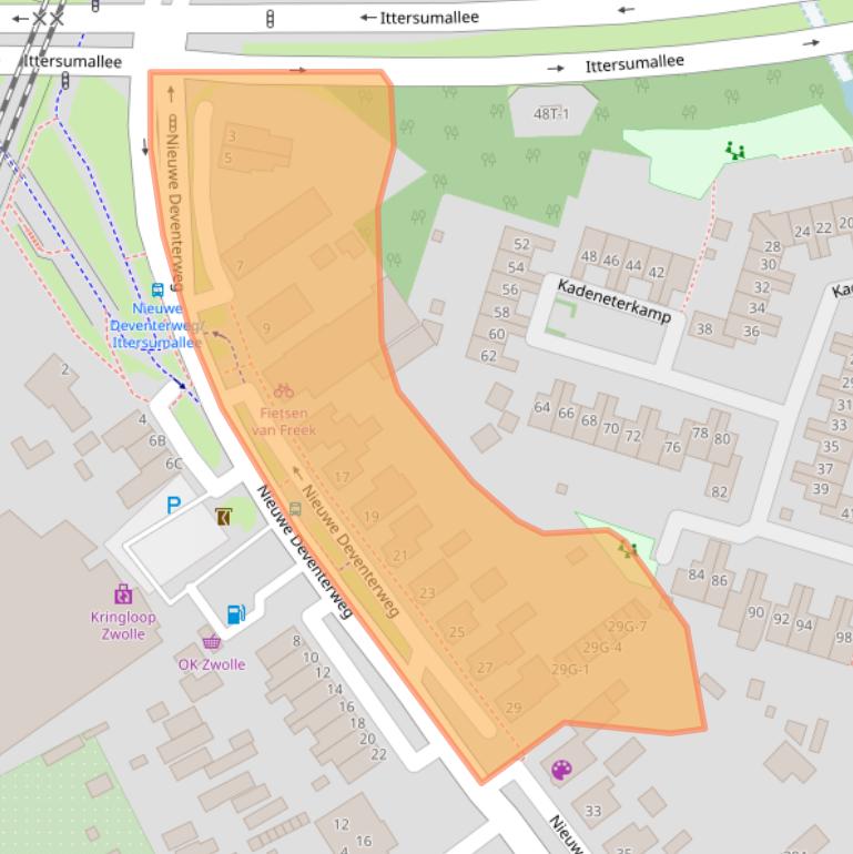 Kaart van postcodegebied 8014AB.