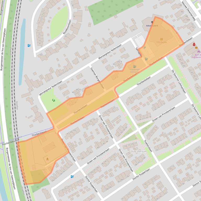 Kaart van postcodegebied 8014AZ.