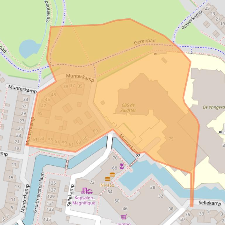 Kaart van postcodegebied 8014DM.