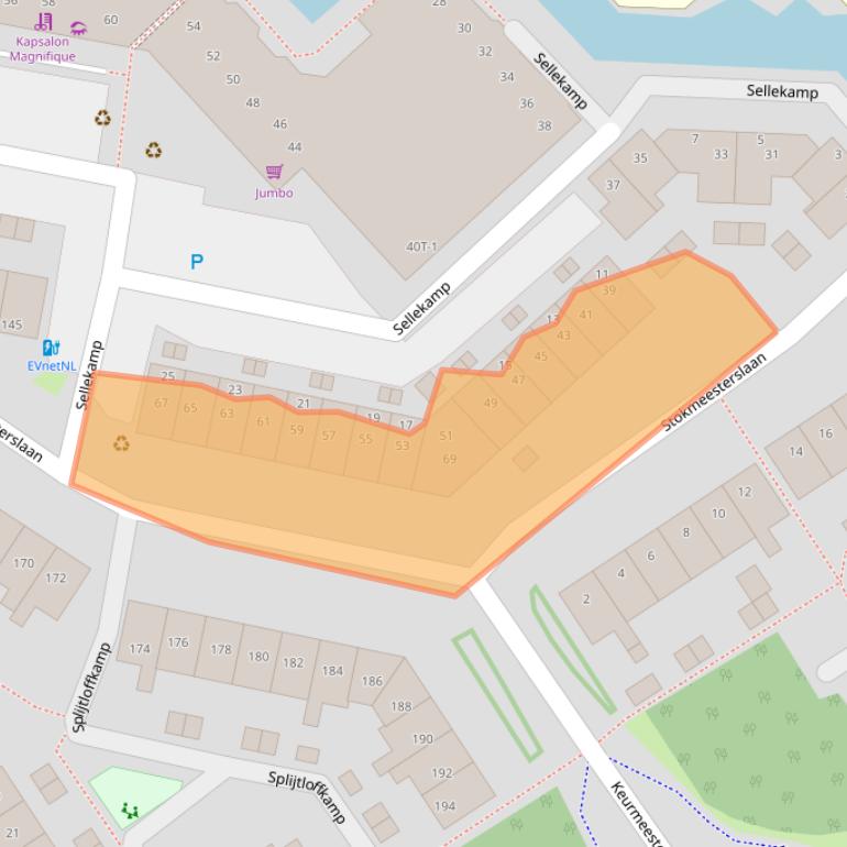 Kaart van postcodegebied 8014DP.