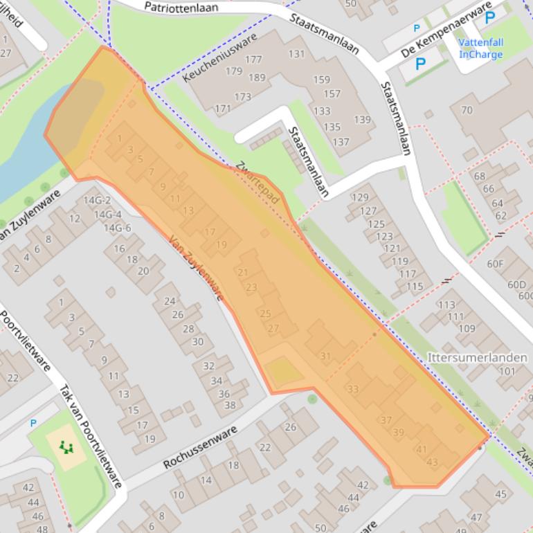 Kaart van postcodegebied 8014WN.