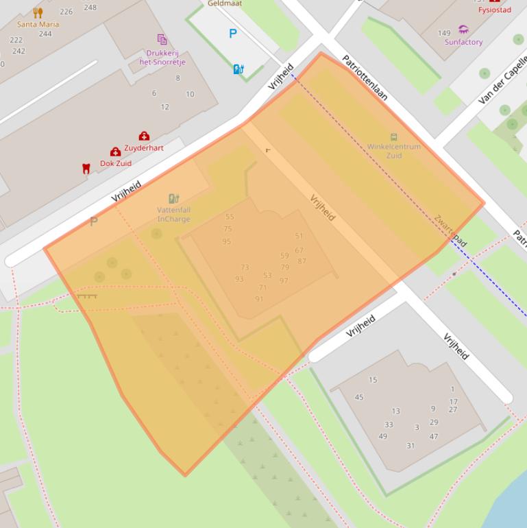 Kaart van postcodegebied 8014XZ.