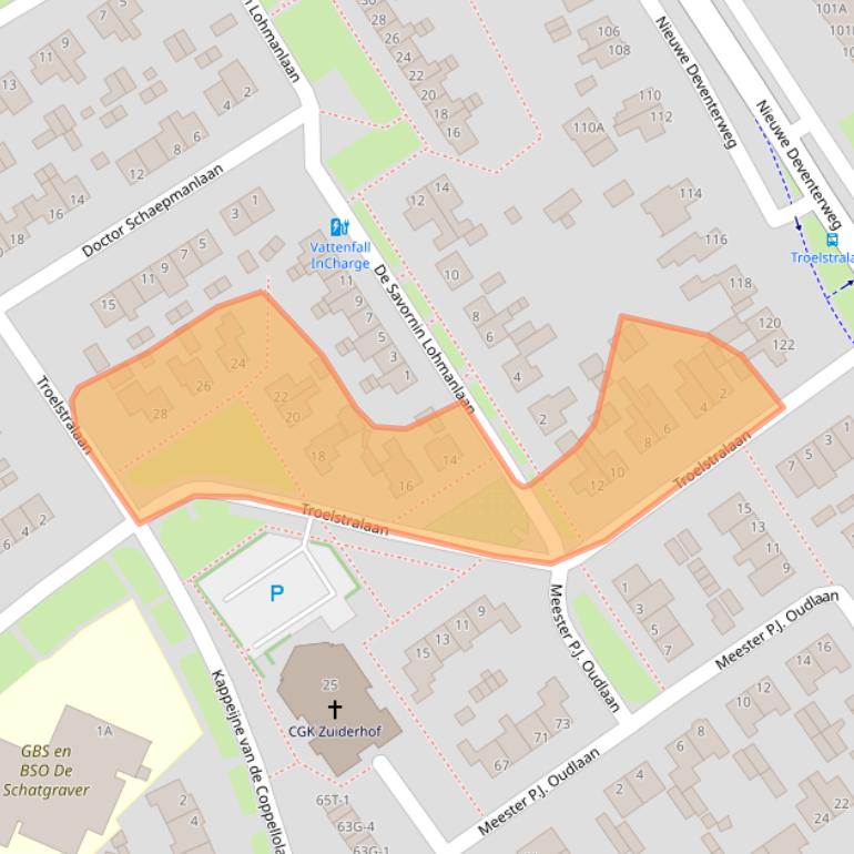 Kaart van postcodegebied 8014ZB.