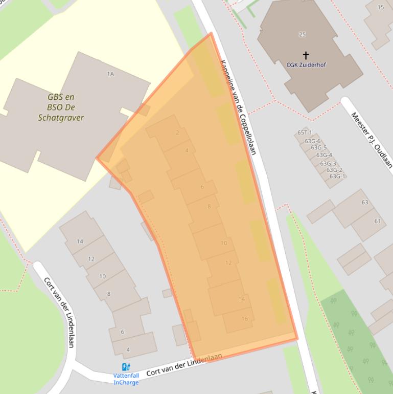 Kaart van postcodegebied 8014ZW.