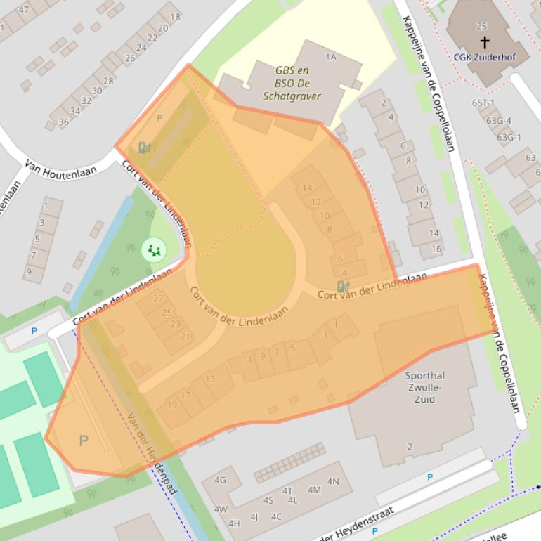 Kaart van postcodegebied 8014ZX.