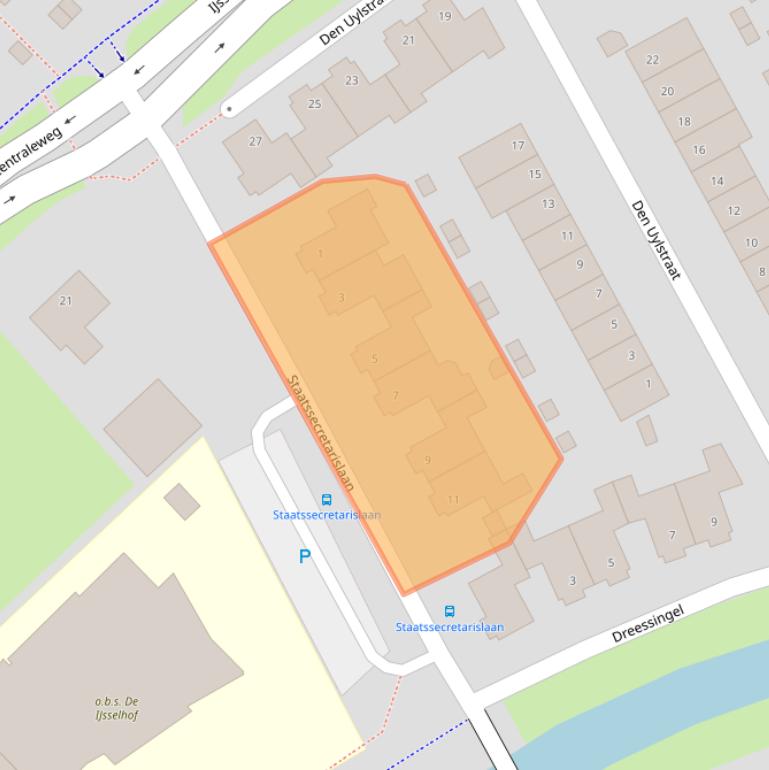 Kaart van postcodegebied 8015BA.