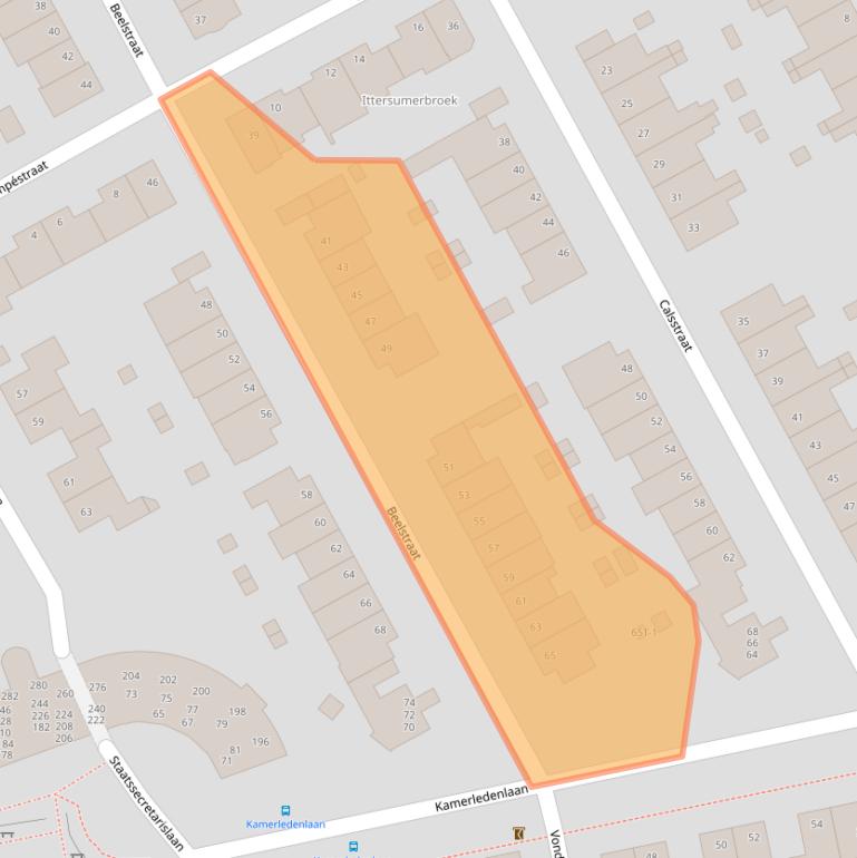 Kaart van postcodegebied 8015BJ.