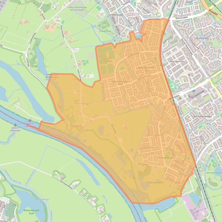 Kaart van postcodegebied 8016.