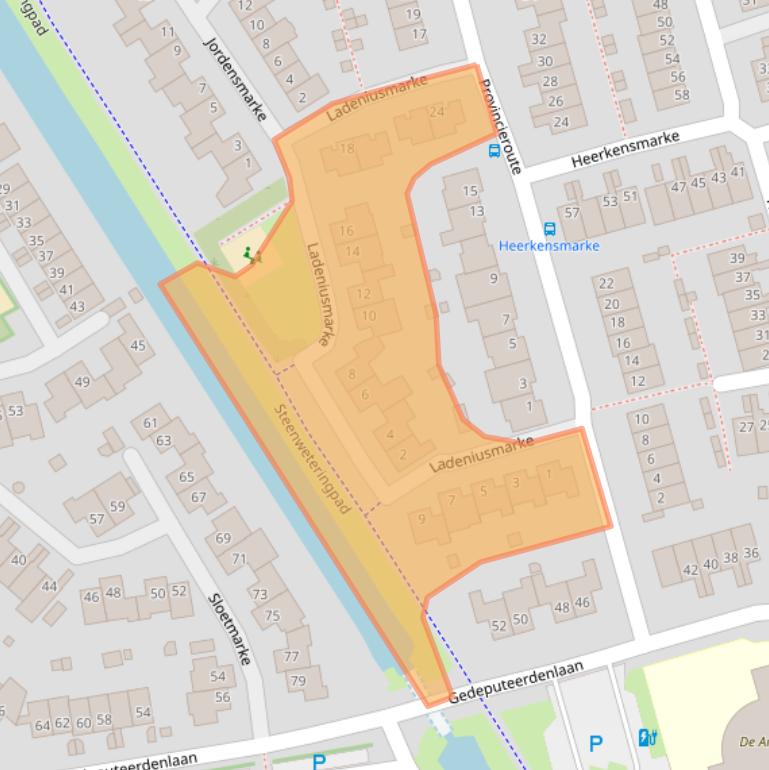 Kaart van postcodegebied 8016AJ.