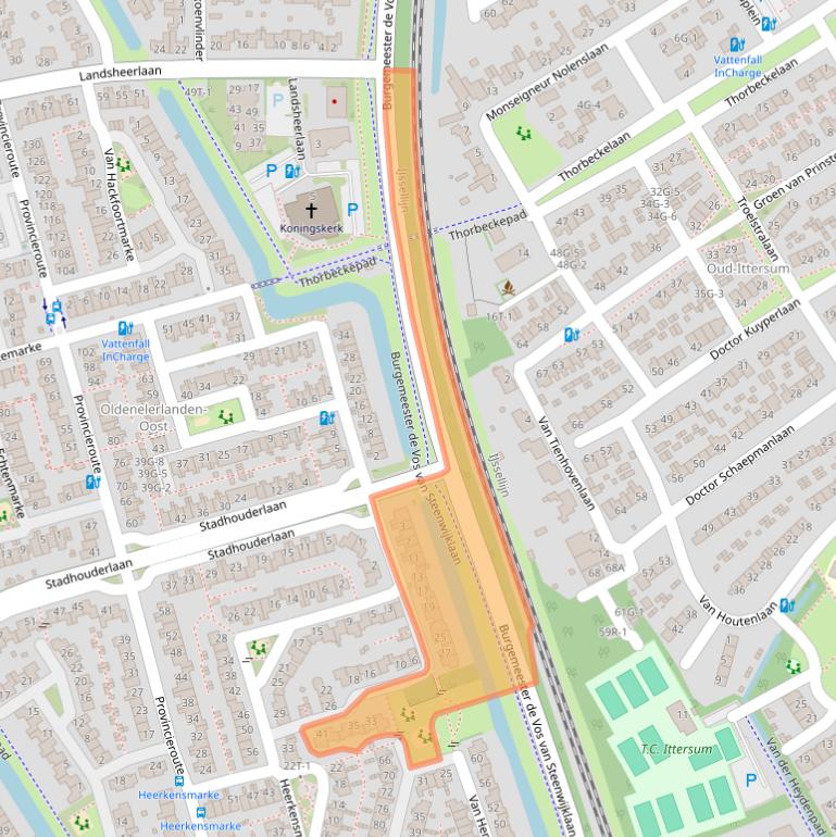 Kaart van postcodegebied 8016AM.