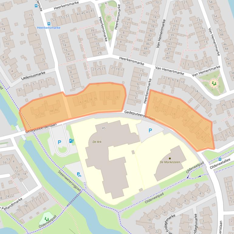 Kaart van postcodegebied 8016AZ.