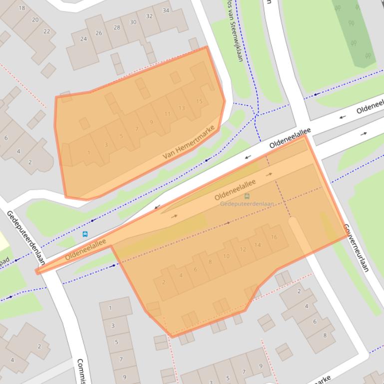 Kaart van postcodegebied 8016BA.