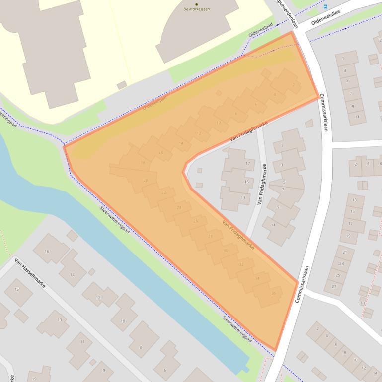 Kaart van postcodegebied 8016BC.