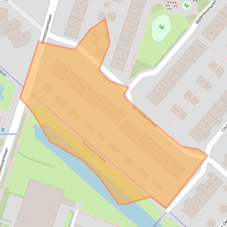 Kaart van postcodegebied 8016BG.