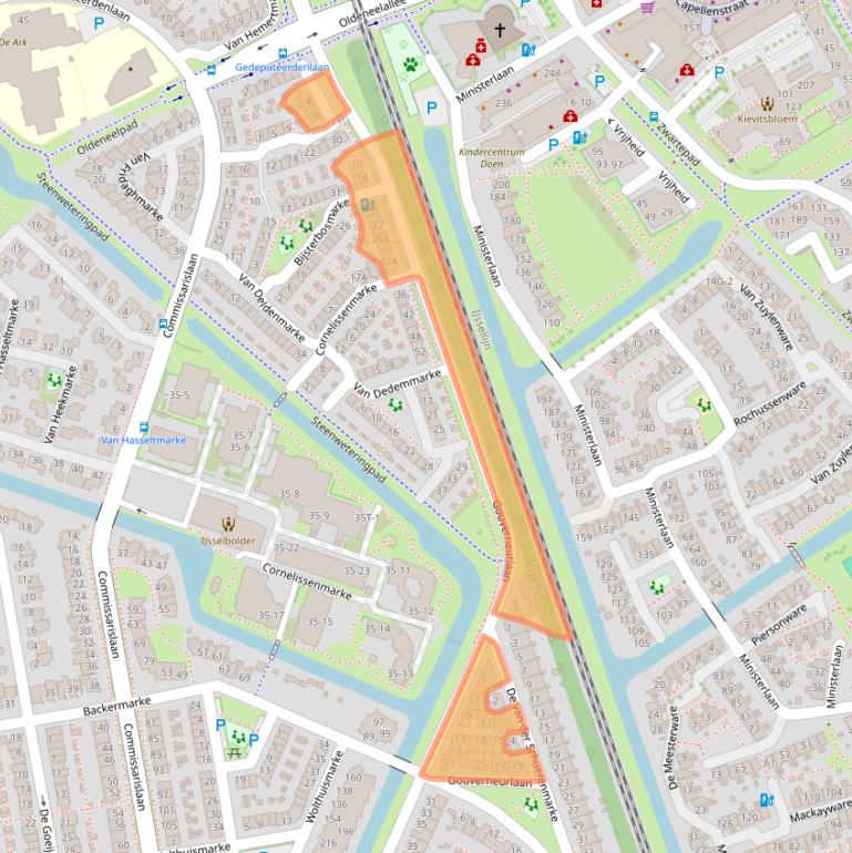 Kaart van postcodegebied 8016BK.