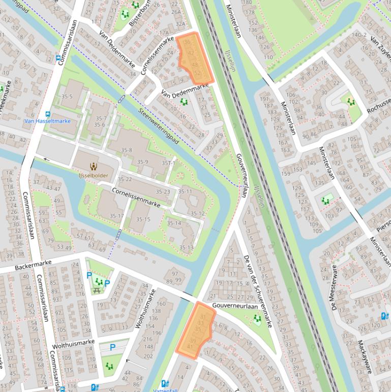 Kaart van postcodegebied 8016BL.