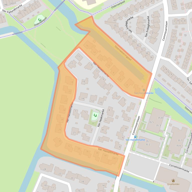 Kaart van postcodegebied 8016BS.