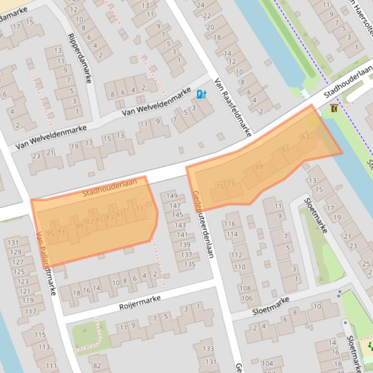 Kaart van postcodegebied 8016CP.