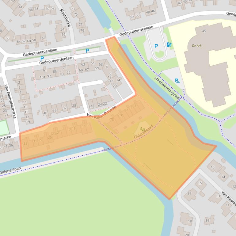 Kaart van postcodegebied 8016CR.