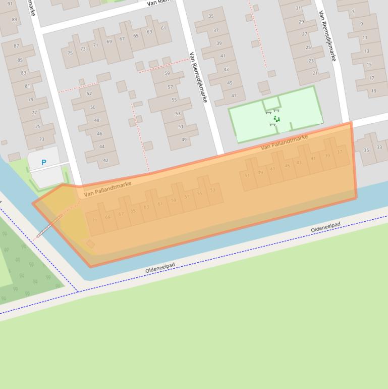 Kaart van postcodegebied 8016CS.