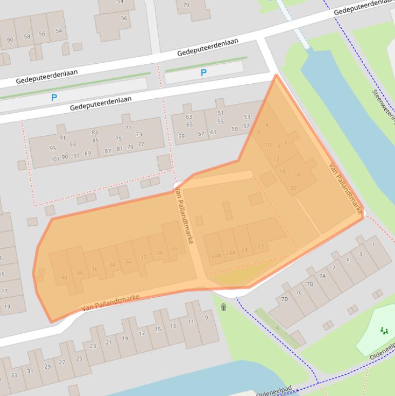 Kaart van postcodegebied 8016CW.