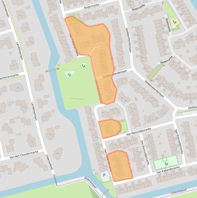 Kaart van postcodegebied 8016CX.