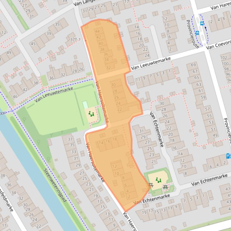 Kaart van postcodegebied 8016DD.