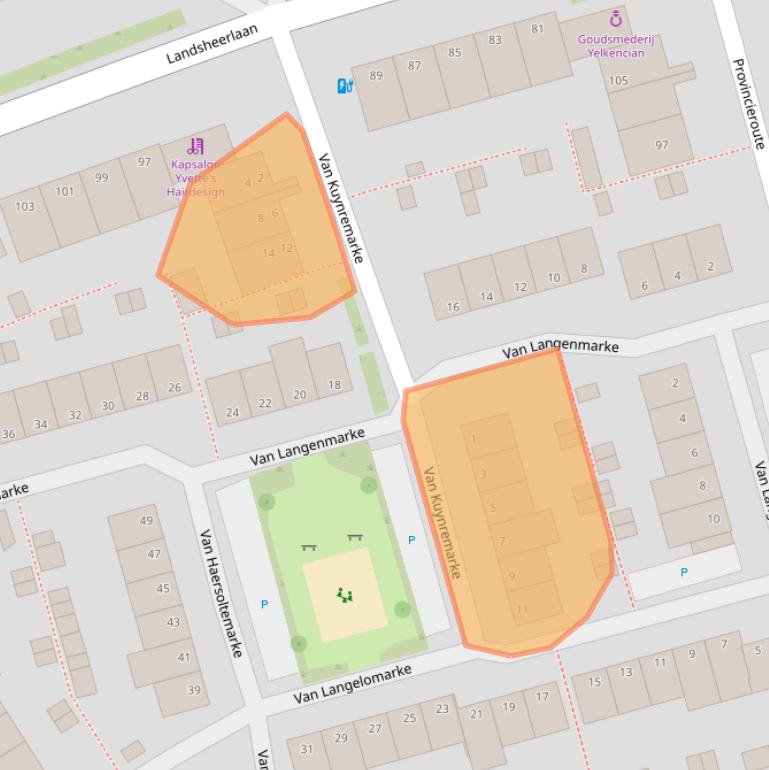 Kaart van postcodegebied 8016DE.
