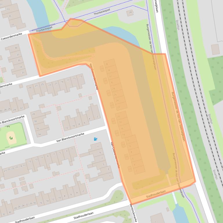 Kaart van postcodegebied 8016EC.