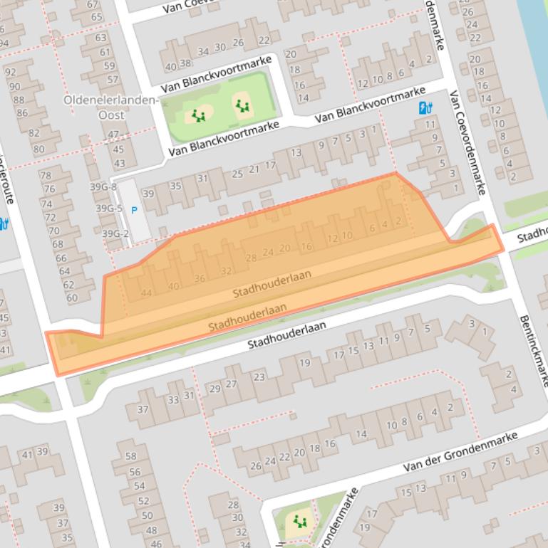 Kaart van postcodegebied 8016ED.