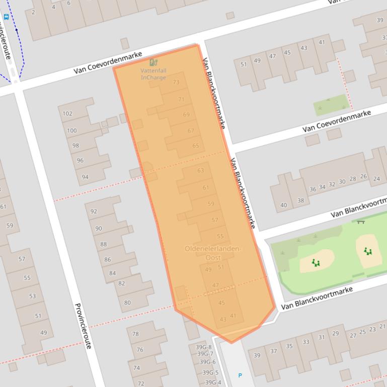 Kaart van postcodegebied 8016EG.