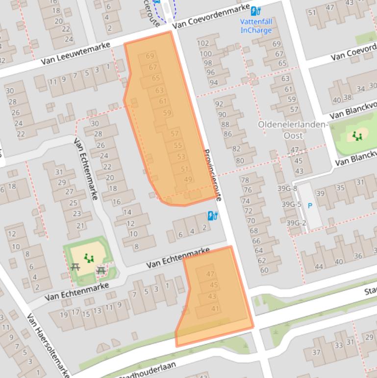 Kaart van postcodegebied 8016EL.