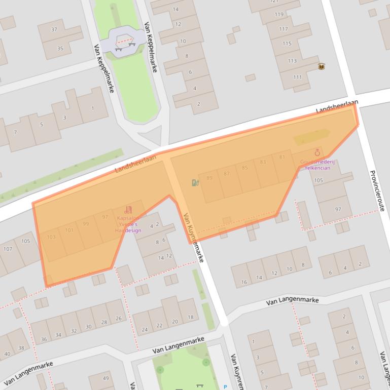 Kaart van postcodegebied 8016EW.