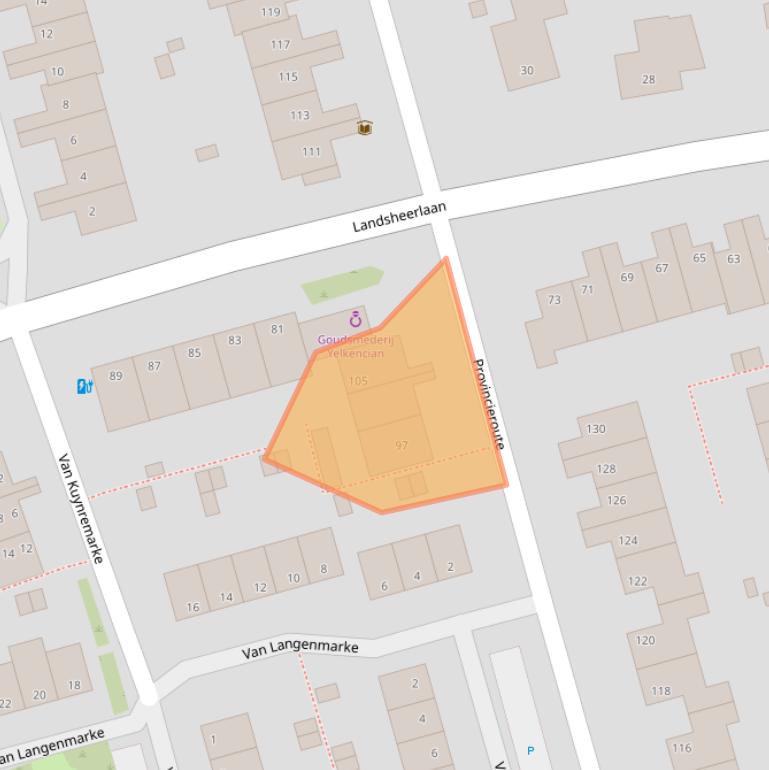 Kaart van postcodegebied 8016GA.