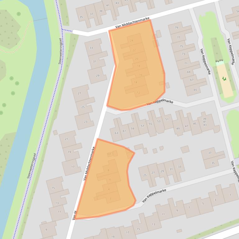 Kaart van postcodegebied 8016GG.