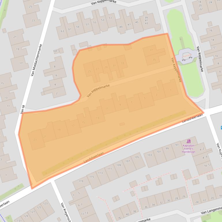 Kaart van postcodegebied 8016GH.