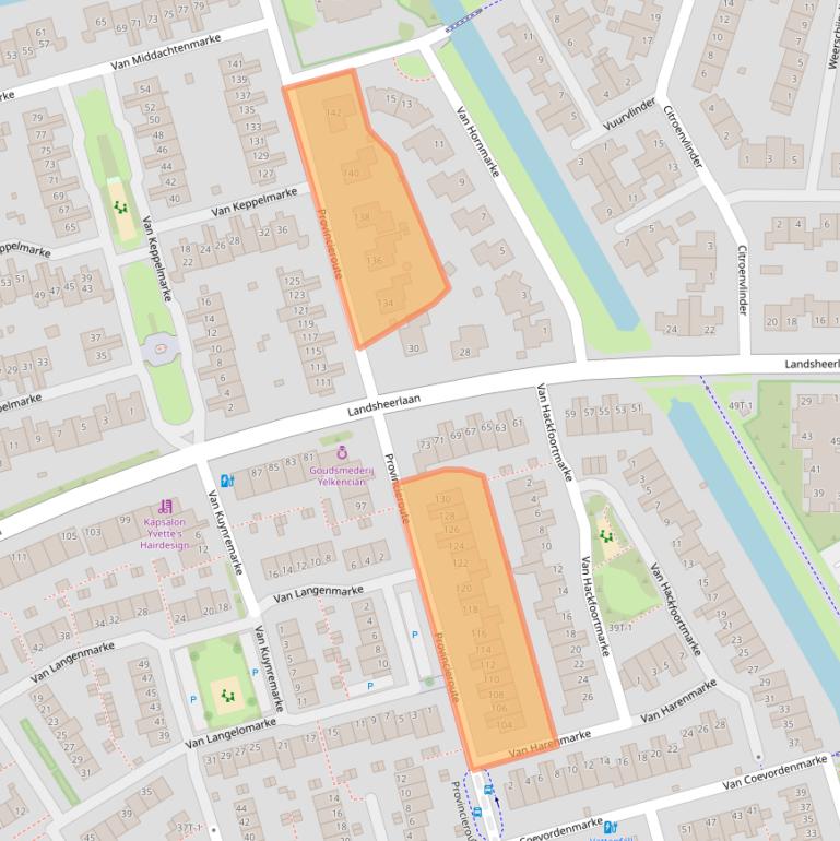 Kaart van postcodegebied 8016GM.