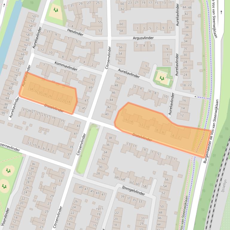 Kaart van postcodegebied 8016HJ.