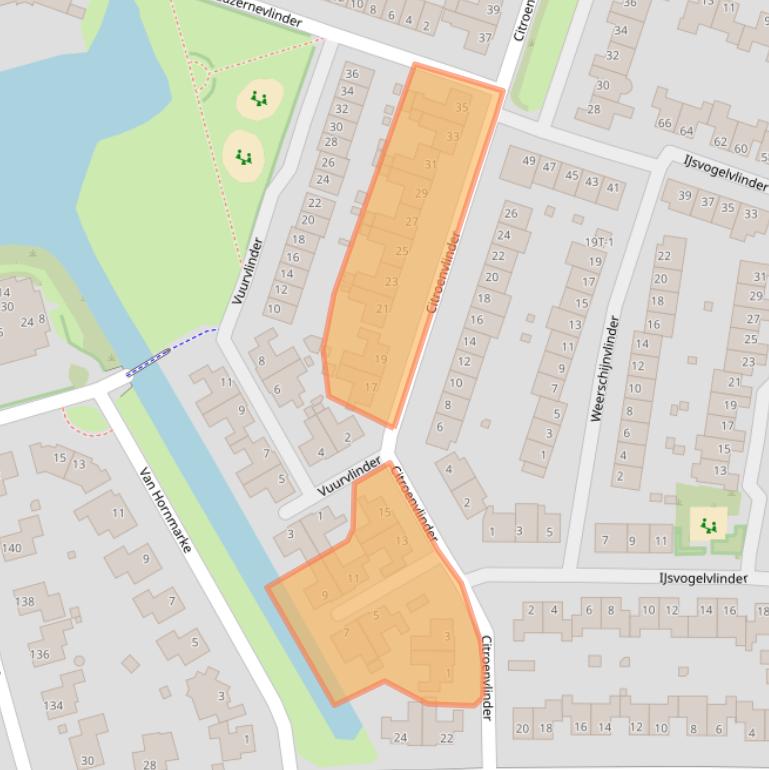 Kaart van postcodegebied 8016HX.