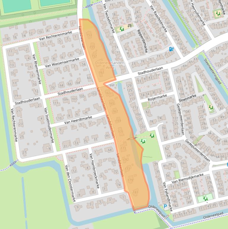 Kaart van postcodegebied 8016KJ.