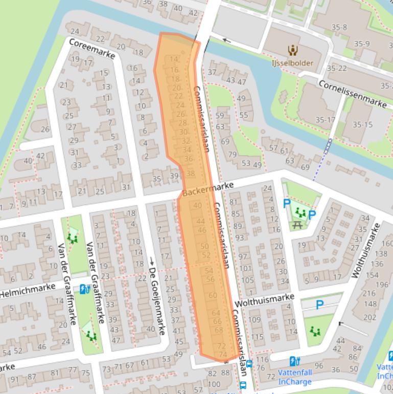 Kaart van postcodegebied 8016LB.