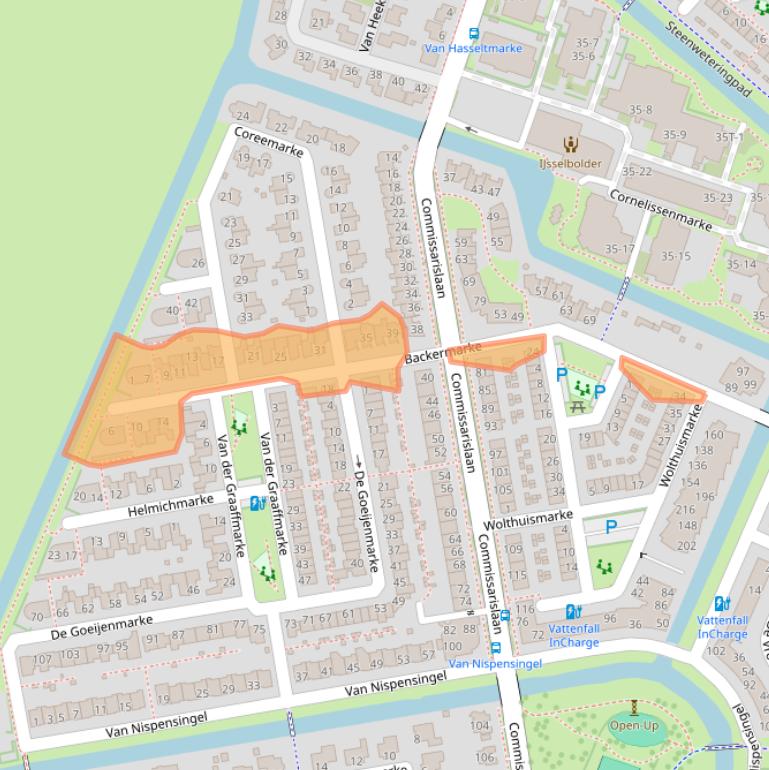 Kaart van postcodegebied 8016LG.