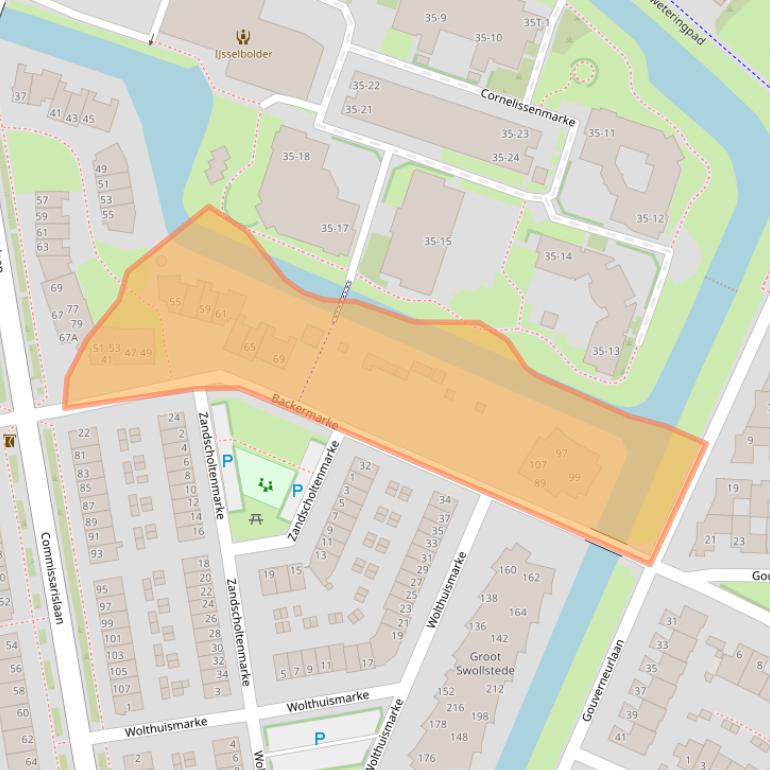Kaart van postcodegebied 8016LJ.