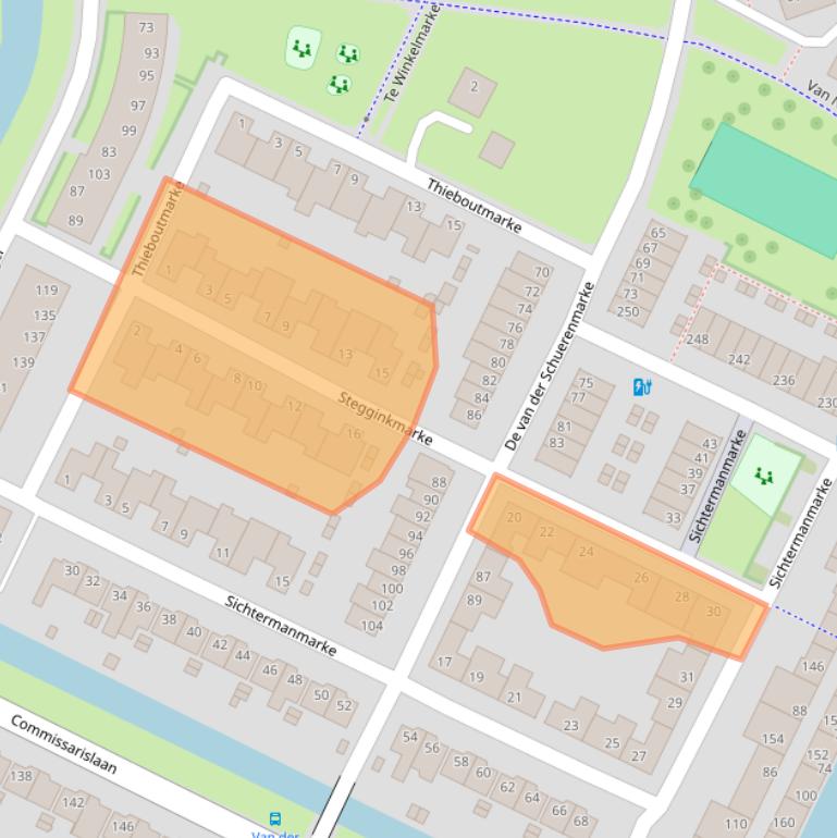 Kaart van postcodegebied 8016MG.