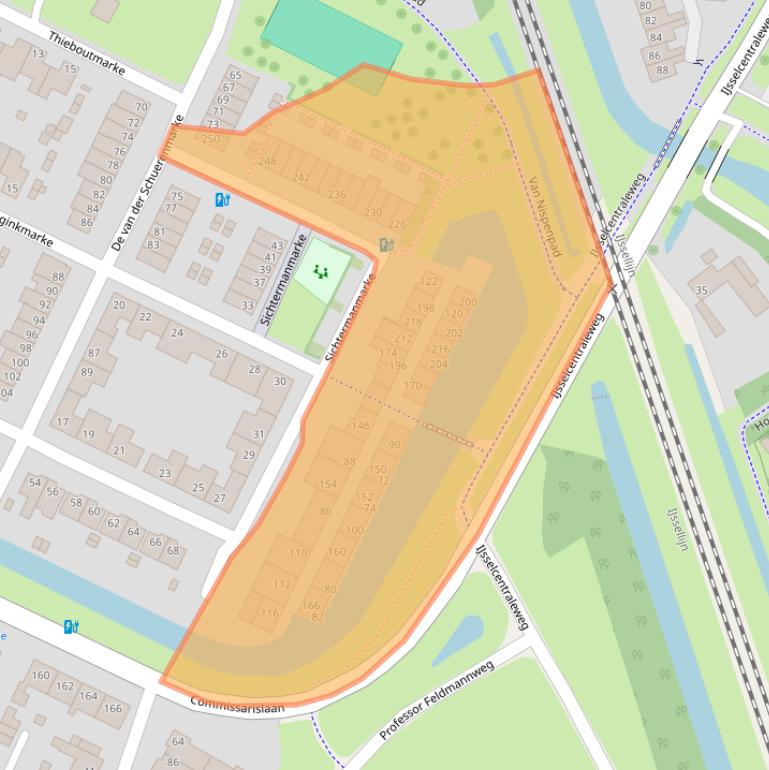 Kaart van postcodegebied 8016MZ.