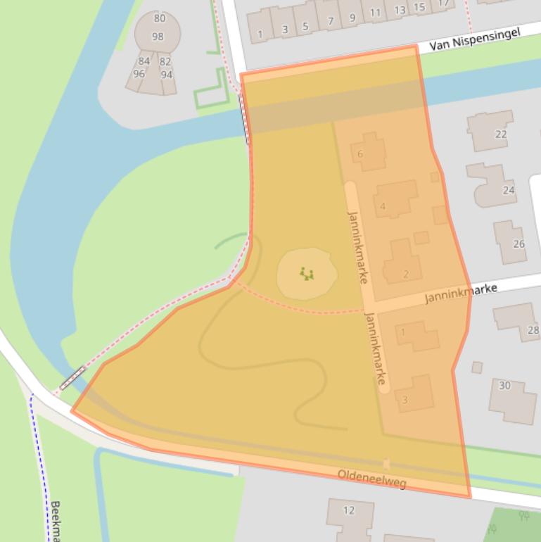 Kaart van postcodegebied 8016NB.